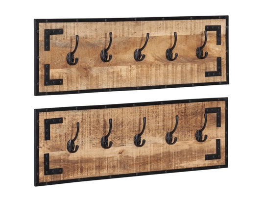 VIDAXL - Porte manteau Porte-manteaux 2 pcs 80x8x25 cm bois de manguier massif brut
