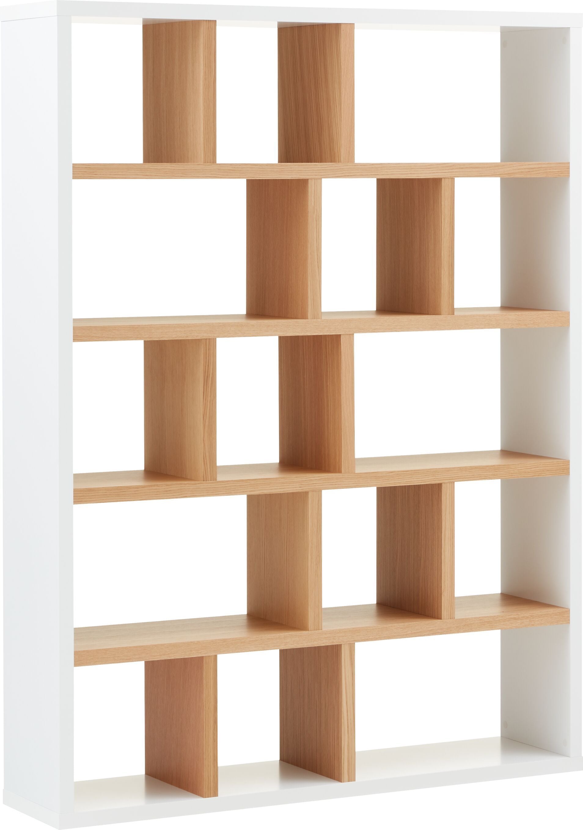 INDUS Regal - Weiss / Eiche / B: 150.0 cm x T: 34.0 cm x H: 198.0 cm