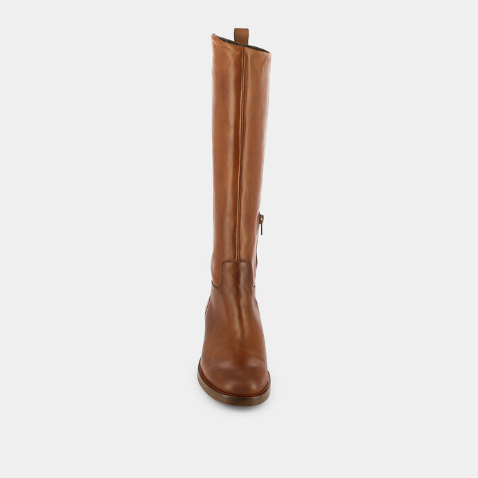 Bottes plates  en cuir camel