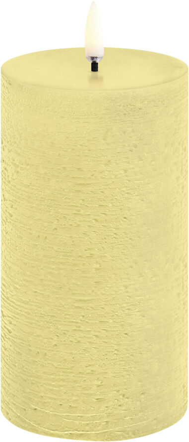 Uyuni LED pillar candle, Wheat Yellow, Rustic, 7,8x15,2 cm Wheat yellow