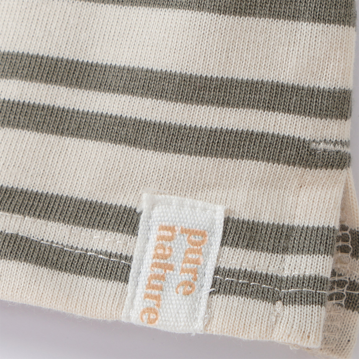 Topomini Pure Collection Baby Langarmshirt mit Streifen oliv / cremeweiss