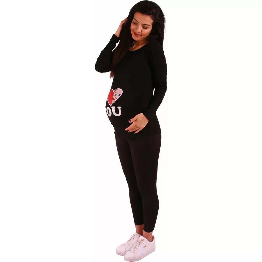 M.M.C. Umstandslangarmshirt I Love You mit Motiv Schwarz