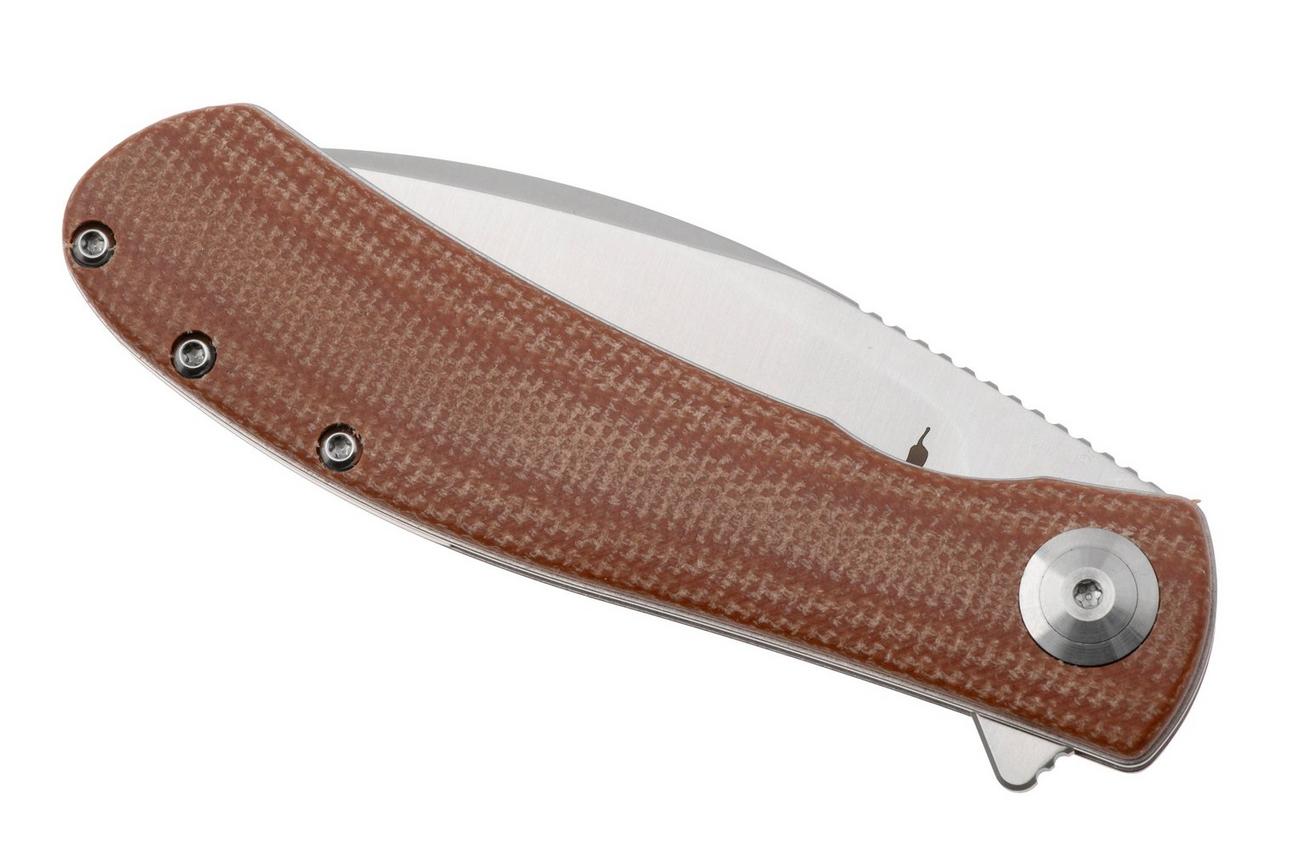 Trollsky Knives Mandu Evo MTE007 Satin 14C28N, Brown Micarta, zakmes, Michael Trollsky design