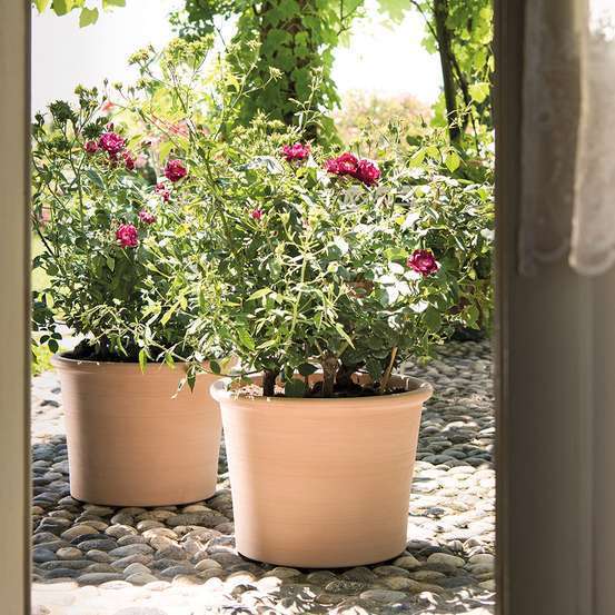 Pot cylindrique Primitivo White en terre cuite D33 x H. 25,3cm