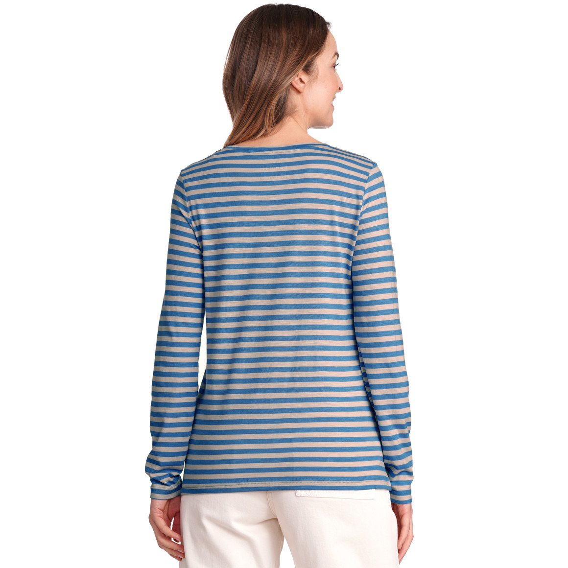 Gina Benotti Damen Langarmshirt gestreift blau / beige