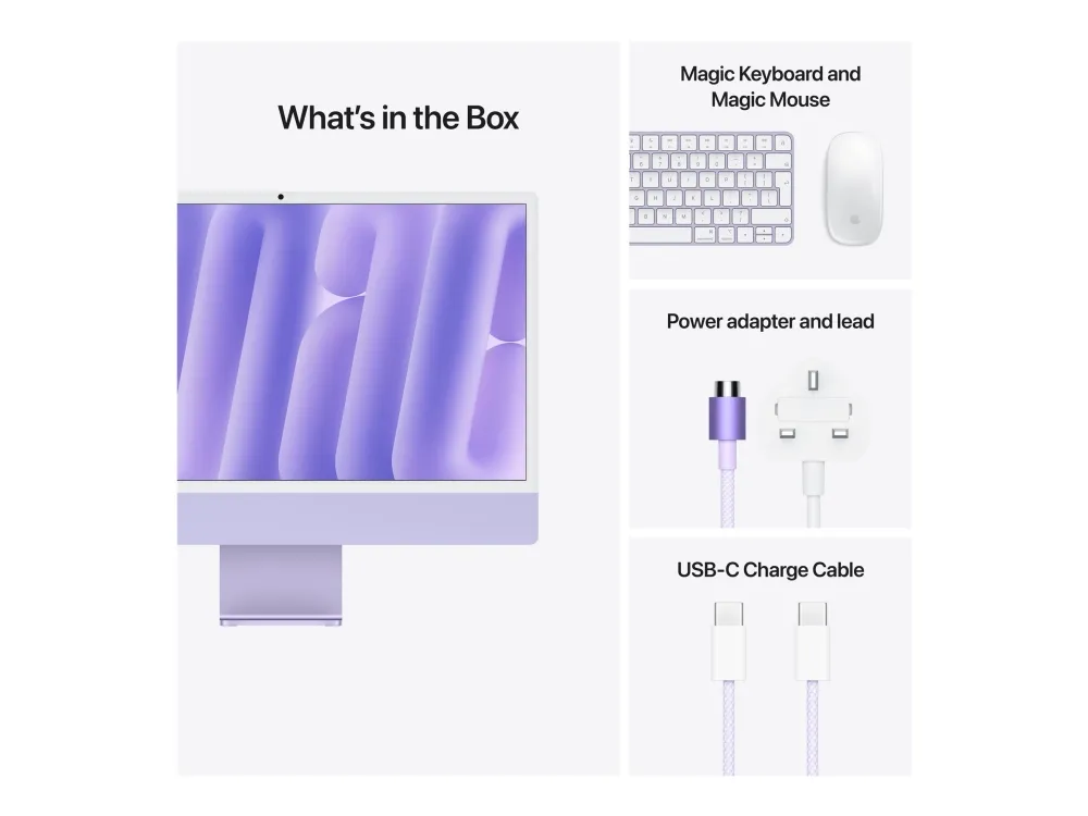 Apple iMac with 4.5K Retina display - Alt-i-én M4 - RAM 16 GB - SSD 512 GB - Apple M4 10-core - Gigabit Ethernet, IEEE 802.11ax (Wi-Fi 6E), Bluetooth 5.3 - macOS Sequoia 15.0 - skærm: LED 24