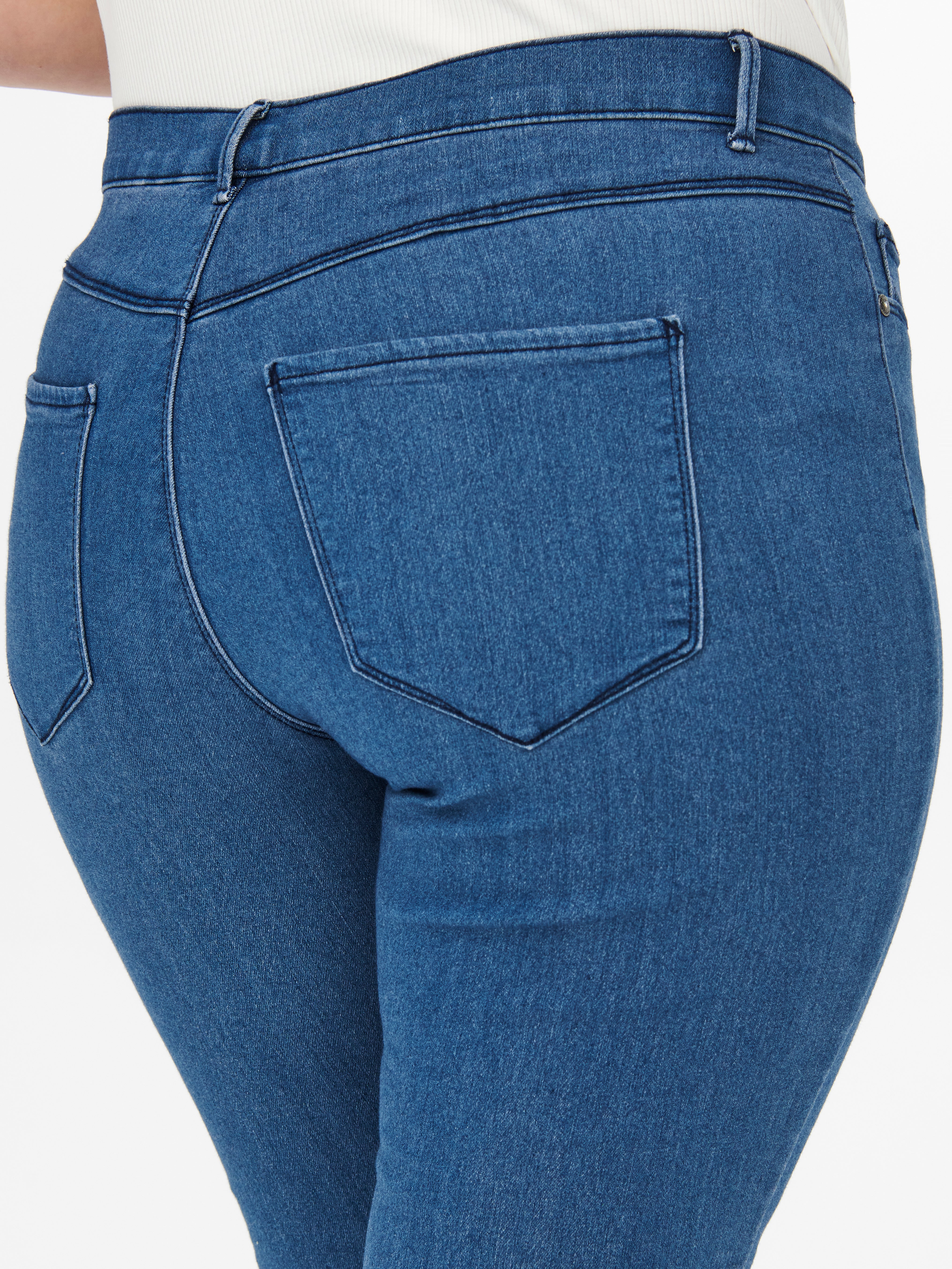CARTHUNDER Mittlere Taille Skinny Fit Jeans Medium Blue Denim