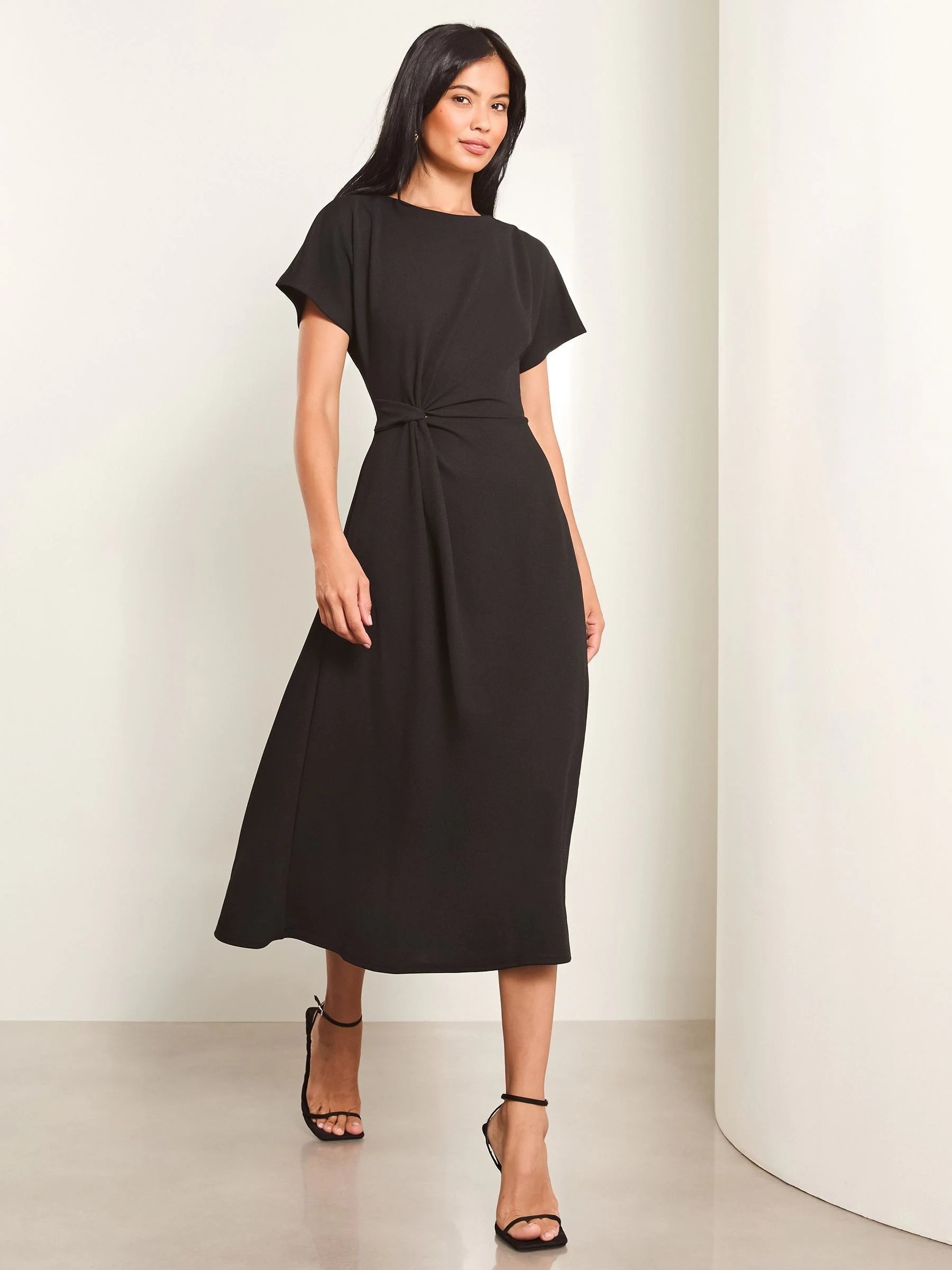 Zwart - Lipsy midi-jurk met knoop aan de zijkant