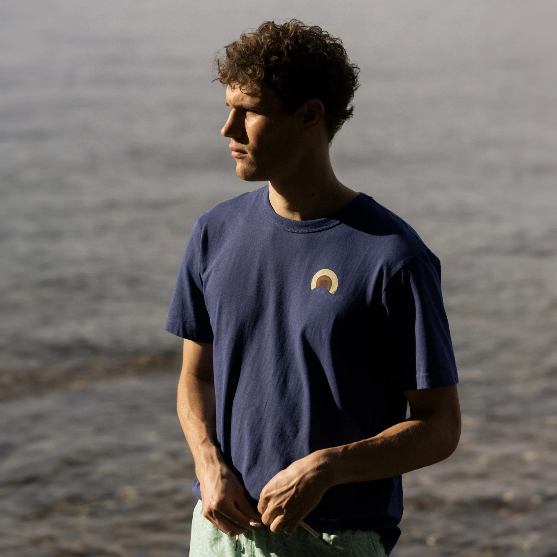 T-shirt bleu Off To The Sea coton et coton recyclé - modèle lugny