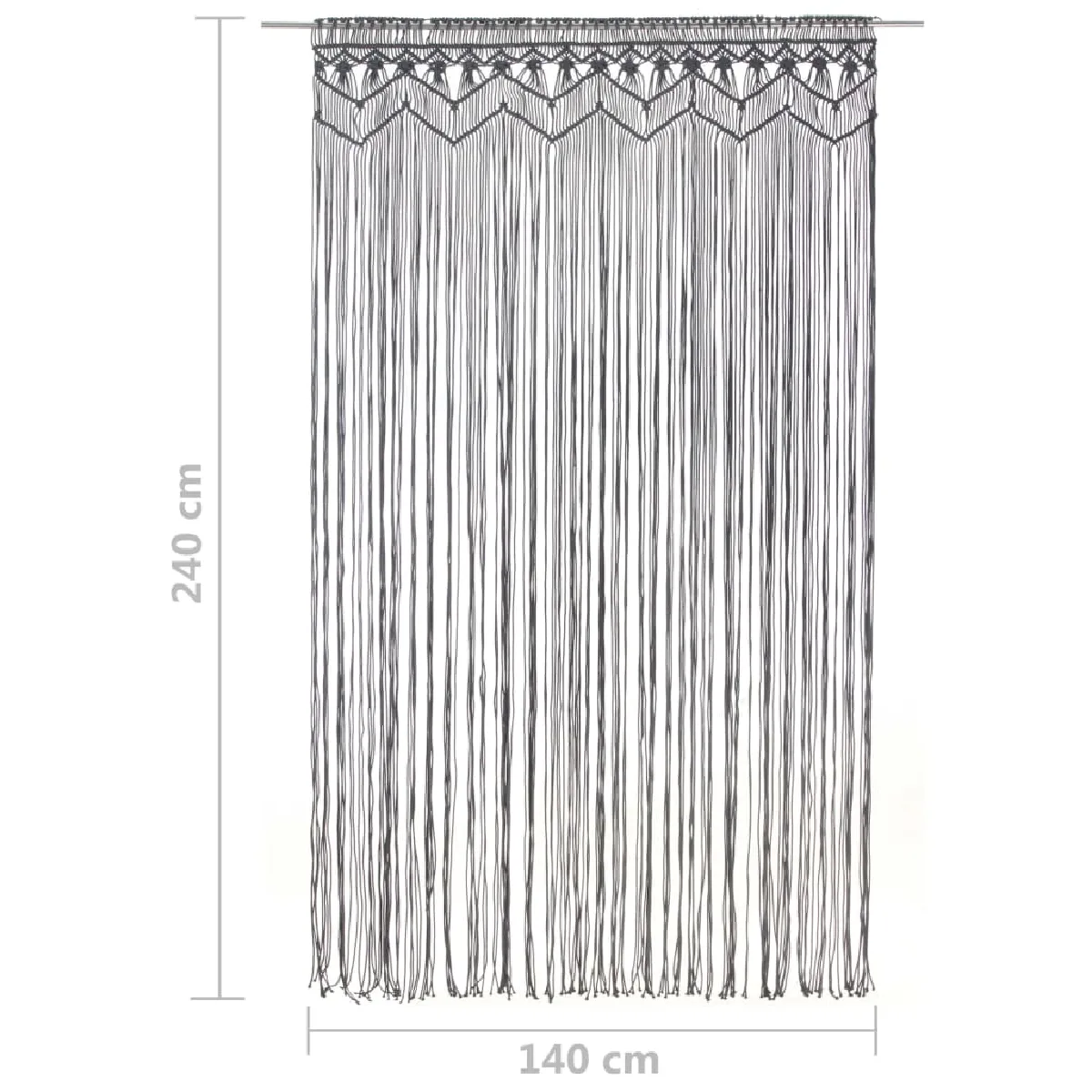 vidaXL Rideau en Macramé - Anthracite