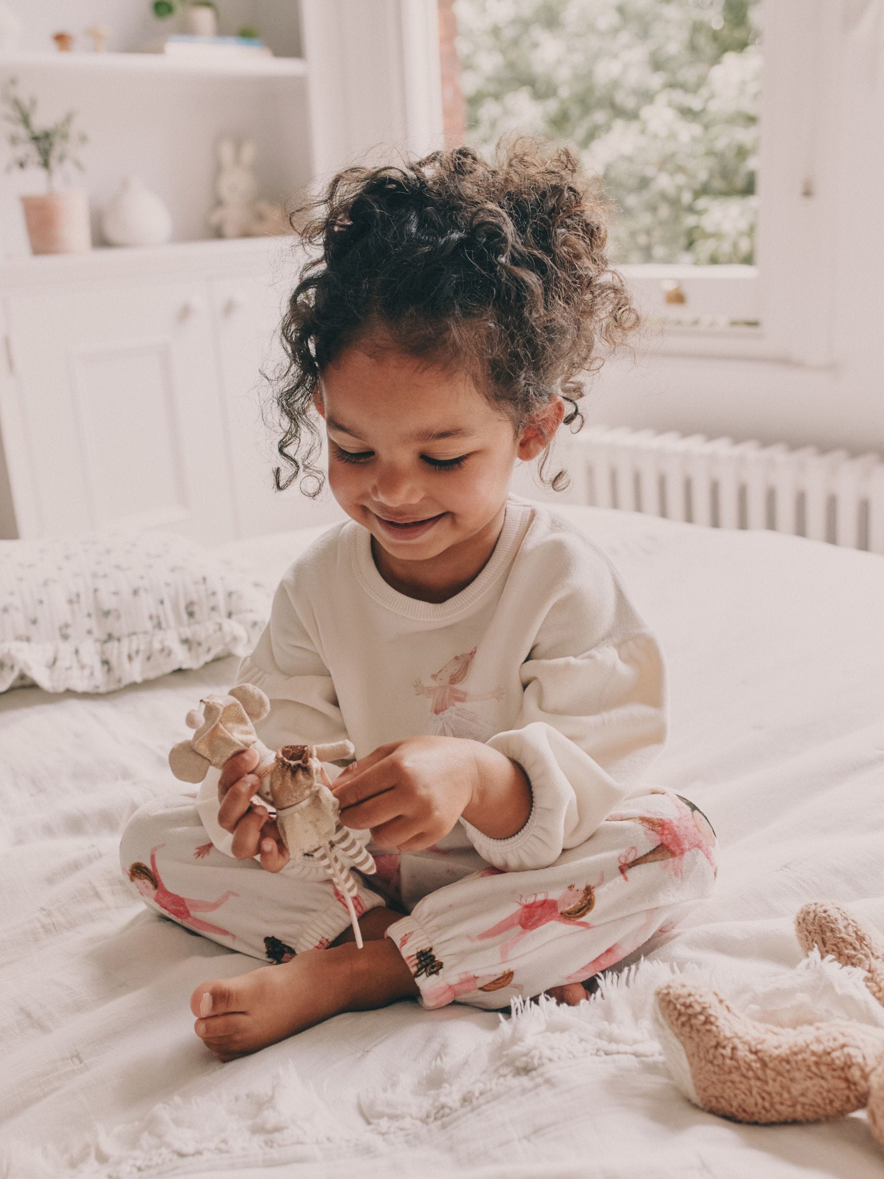 Ecru/roze ballerina - Behaaglijke fleece pyjama (9 mnd-10 jr)