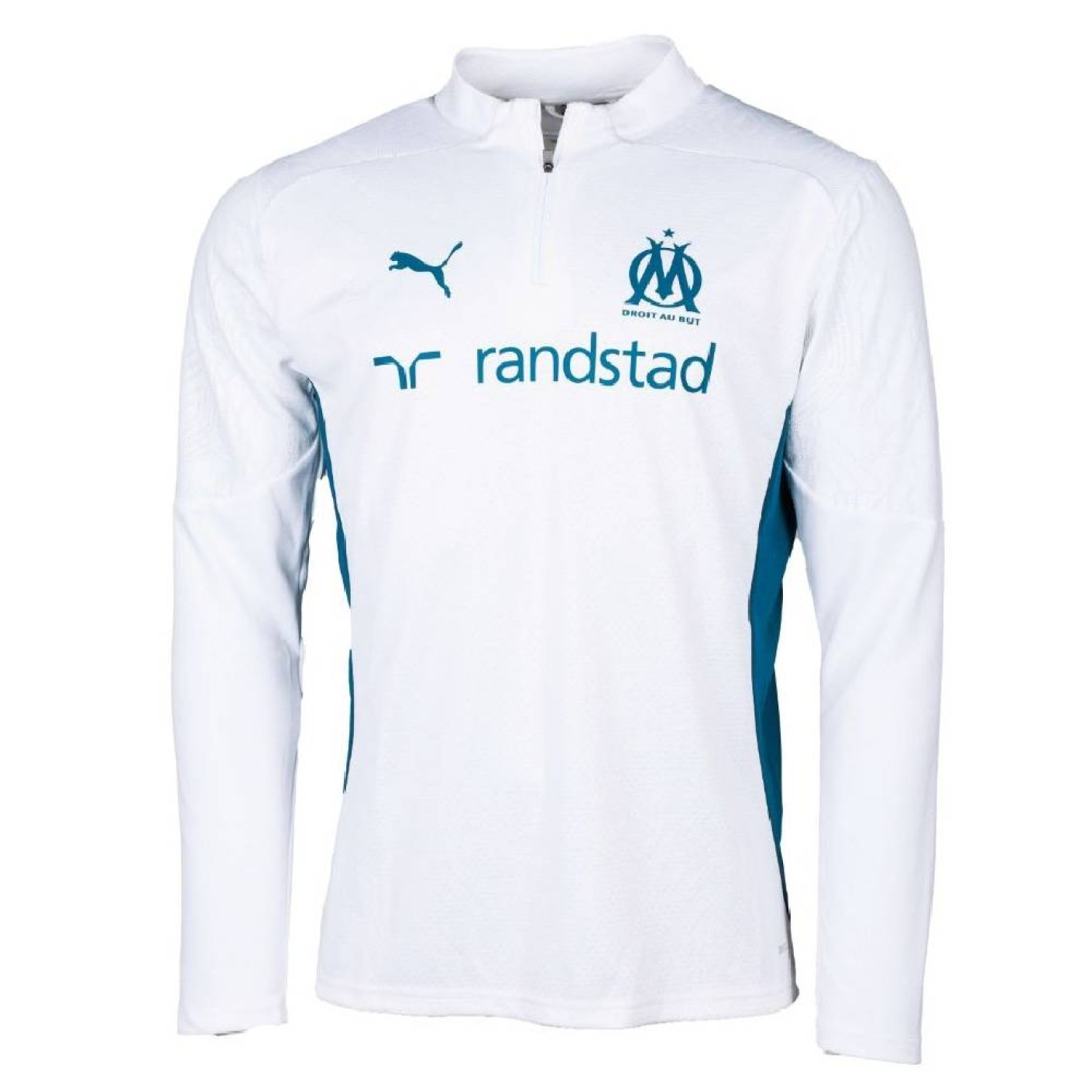 PUMA Olympique Marseille Trainingstrui 1/4-Zip 2024-2025 Wit Donkerblauw