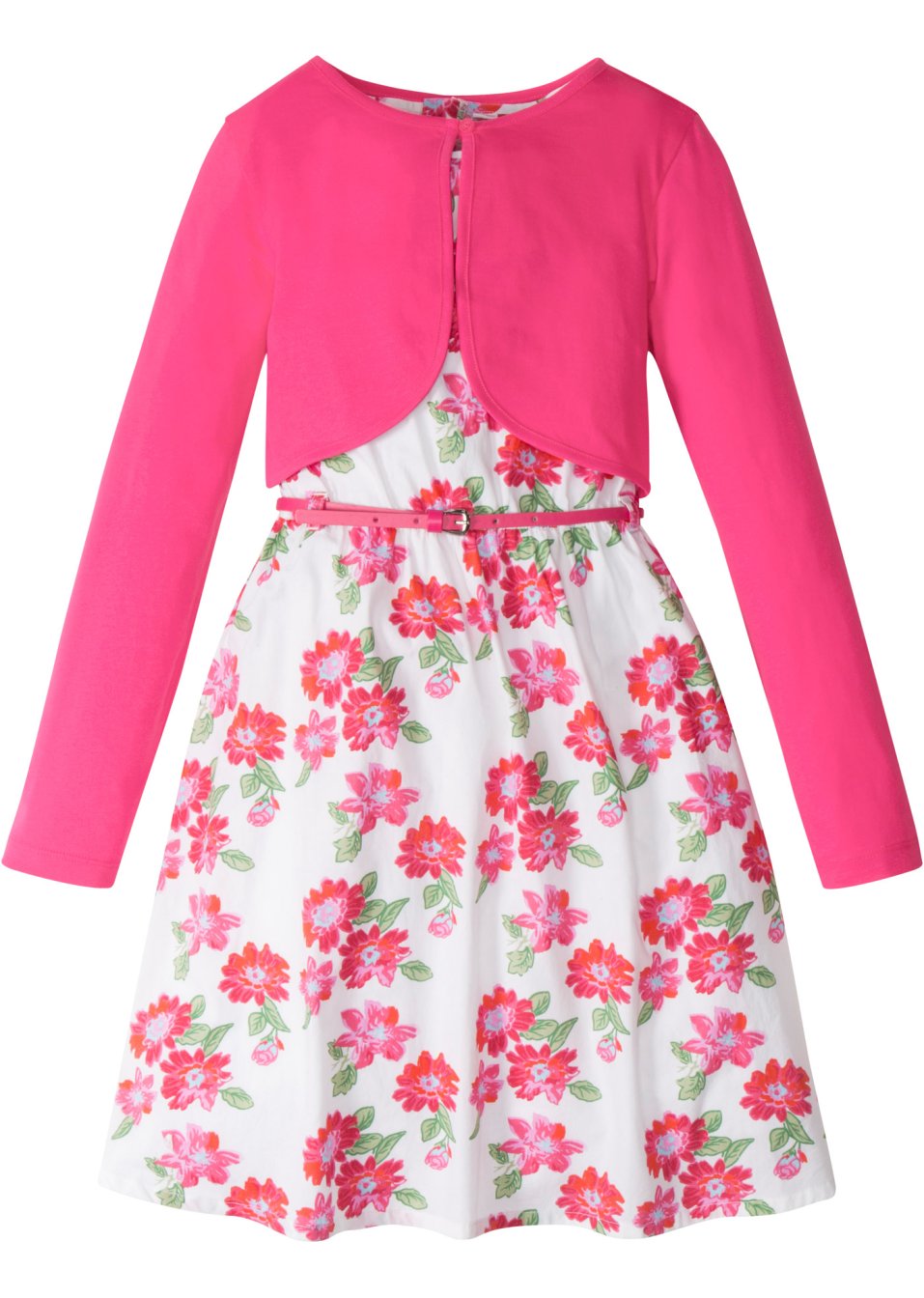 Robe fille + ceinture + boléro fille (Ens. 3 pces.)