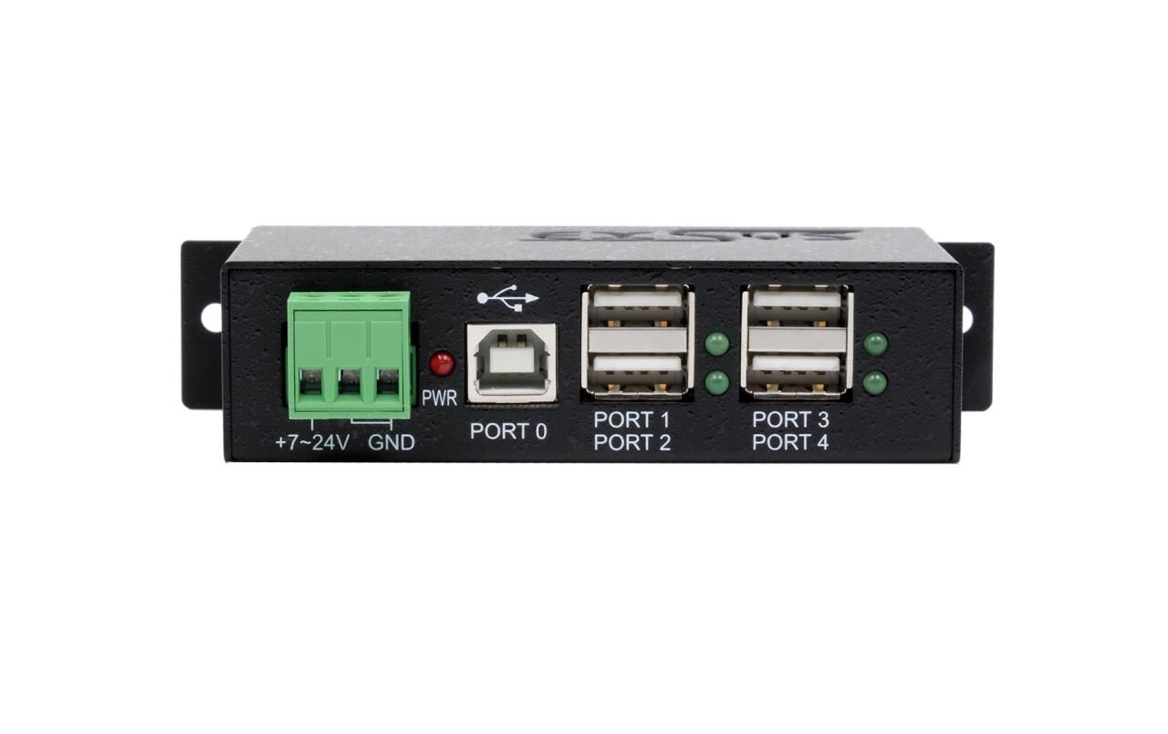 USB-Hub EX-1163HMS 4-Port USB 2.0Robuster USB 2.0 Hub mit 15KV ESD Überspannungsschutz, ideal für Industrieanwendungen