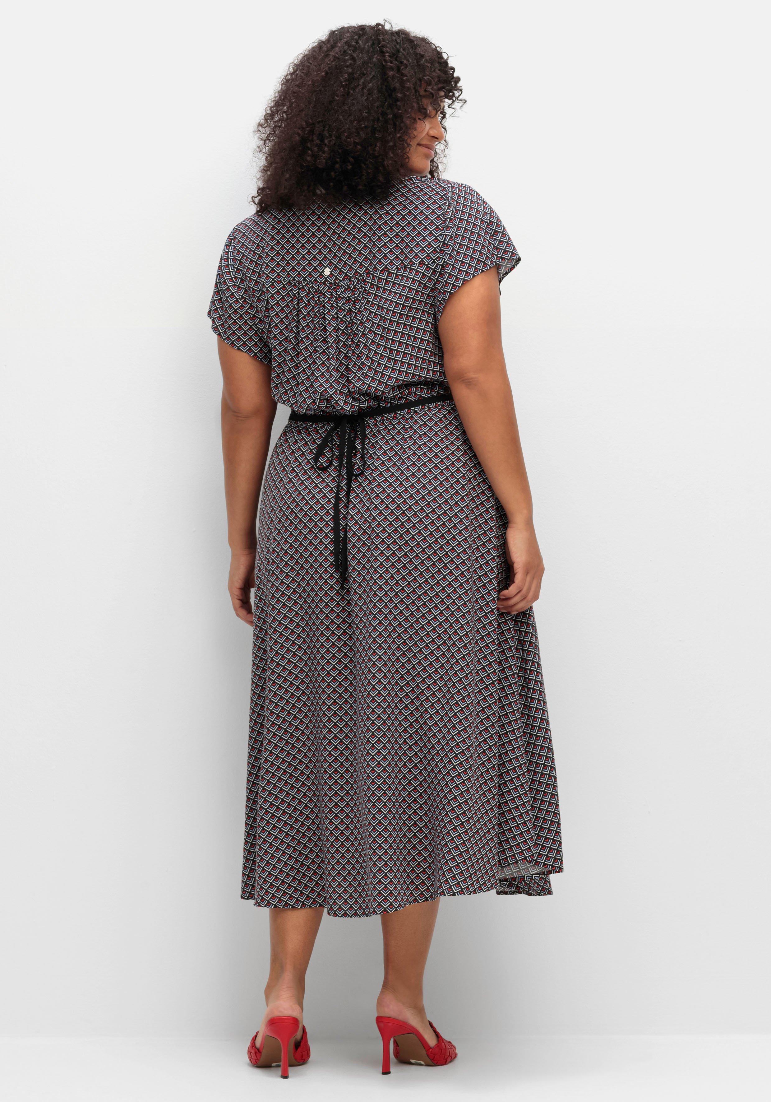 Kleid in Wickeloptik, mit Alloverdruck