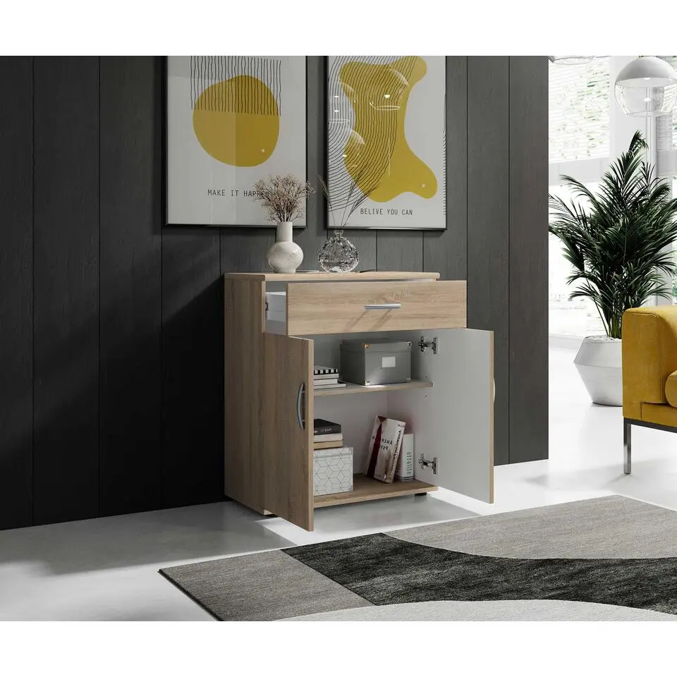 Commode Viviane 60cm met 2 deuren- 1 lade - eik