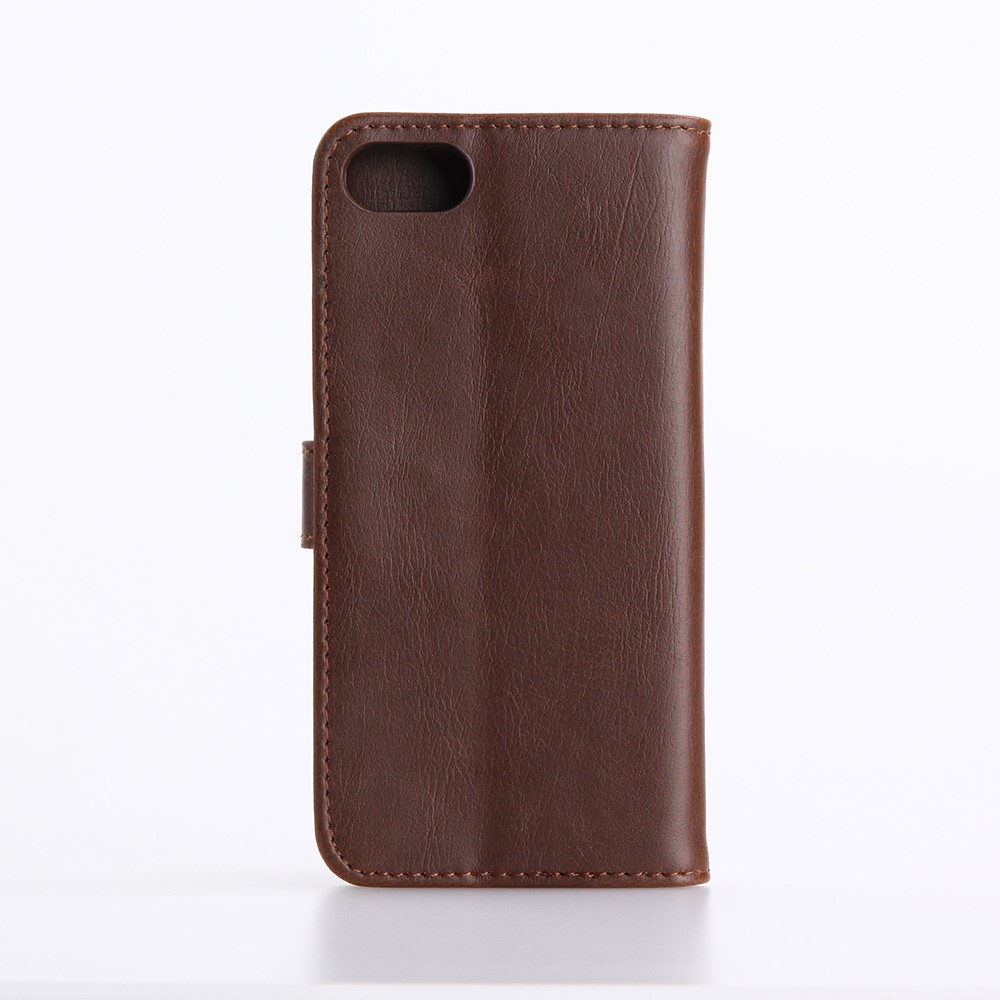 iPhone SE (2022/2020) / 8 / 7 Leder Tasche Flipcover Wallet mit Kartenfächern - Dunkelbraun