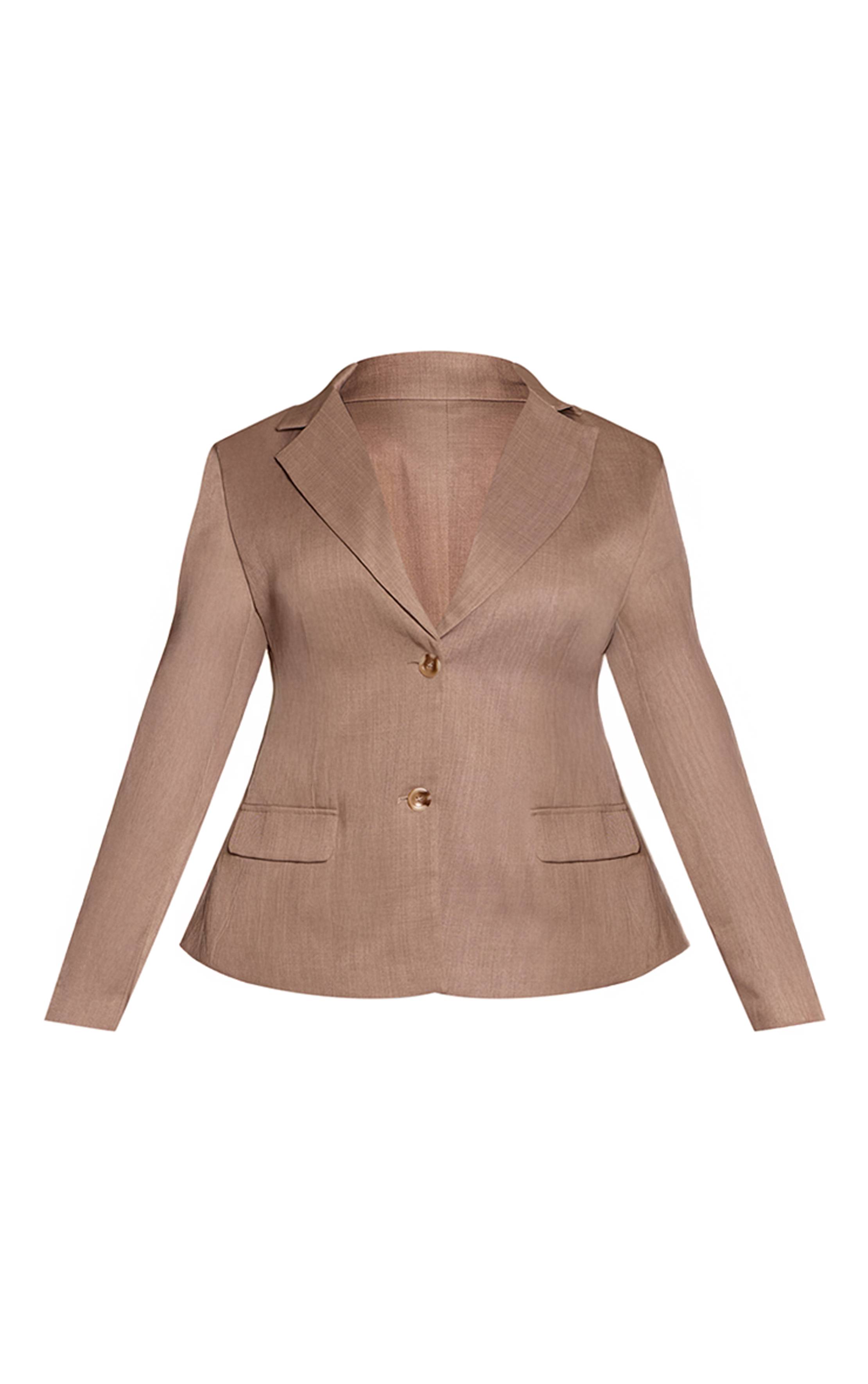 Gris Pierre Blazer Ajusté Grande Taille