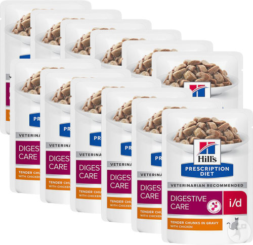 Hill's Pet Nutrition Prescription Diet Digestive Care I/D Aliment Pour Chat Au Poulet 12x85g