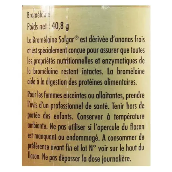 Solgar Bromelaína 300mg 60 cápsulas