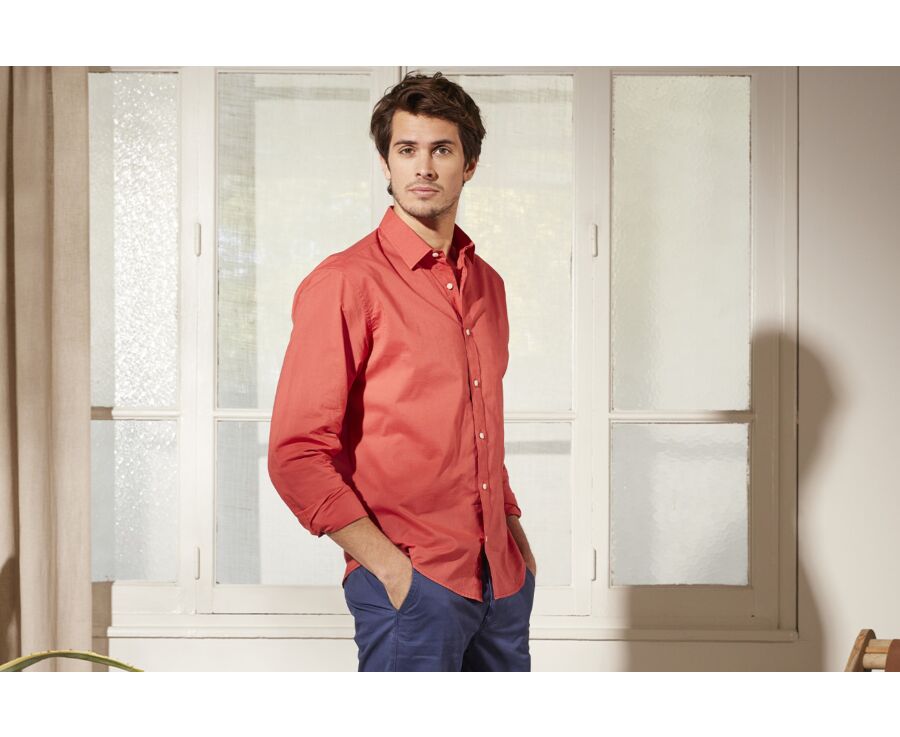 Chemise coton lin rouge vintage - SILBERT