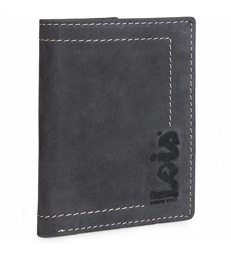Carteira de couro Lois 201518 preta - 8 x 11 cm -