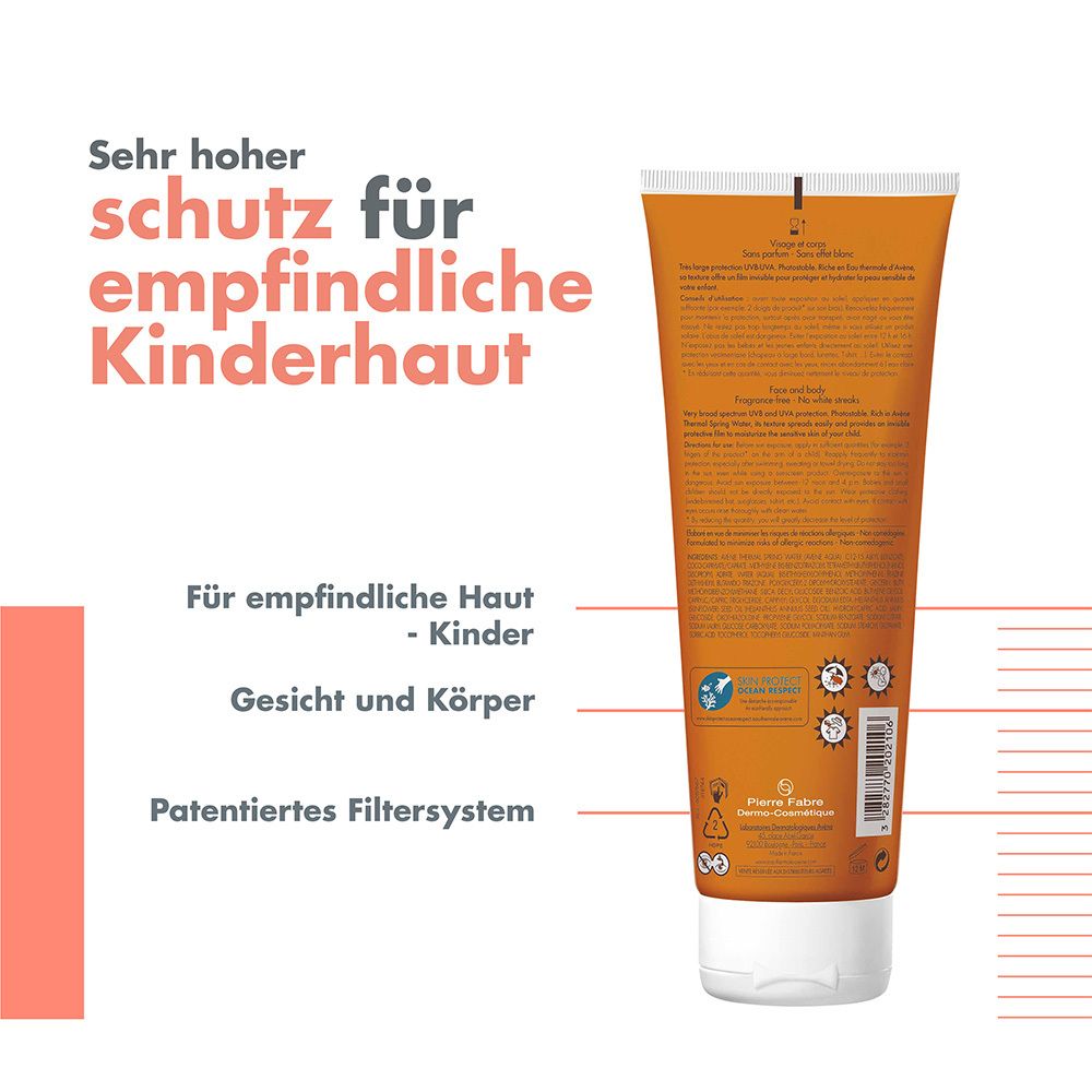 Avène SunSitive Kinder Sonnenmilch LSF 50+ - für  empfindliche Haut von Kindern