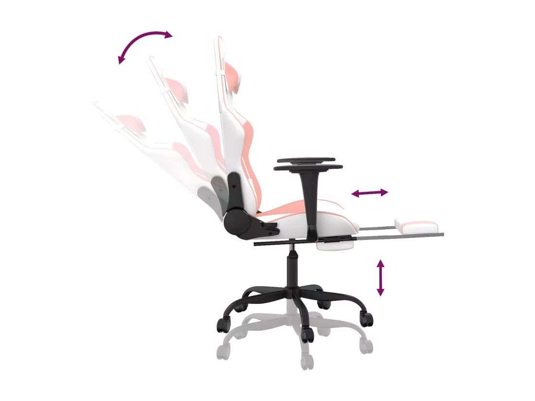 Chaise de jeu avec repose-pied Blanc et rose Similicuir