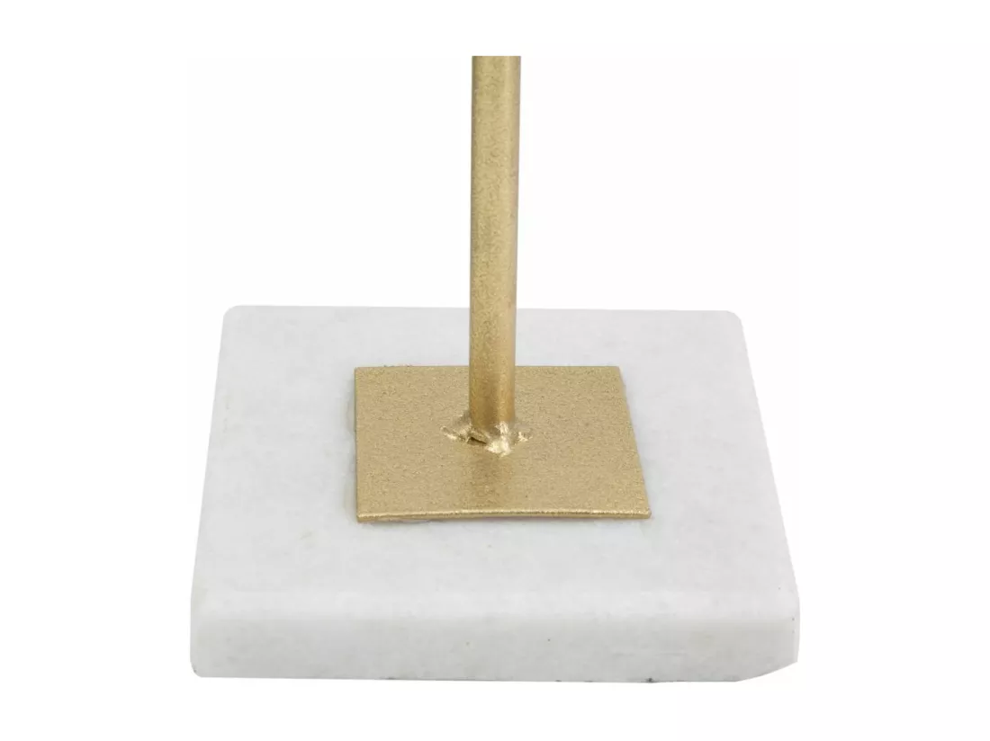 Sculpture géométrique en métal doré avec base en marbre, design élégant, 16x18x52,5 cm