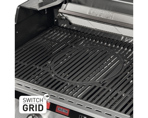 Enders 3 UNIQ PRO 3 IK KEUKEN CRUSTER gasgrill, zwart-zilveren branders, inclusief dekselthermometer, vetopvangbak, grillrooster, hittebestendige handgreep, krachtige verwarmingszone, zijplank en kookgereihouder. Geëmailleerd gietijzeren grillrooster