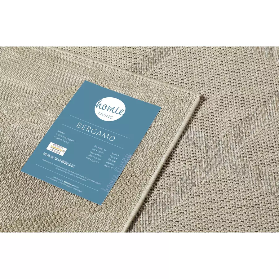 Homie Living Outdoorteppich In & Outdoor Bergamo beige grau