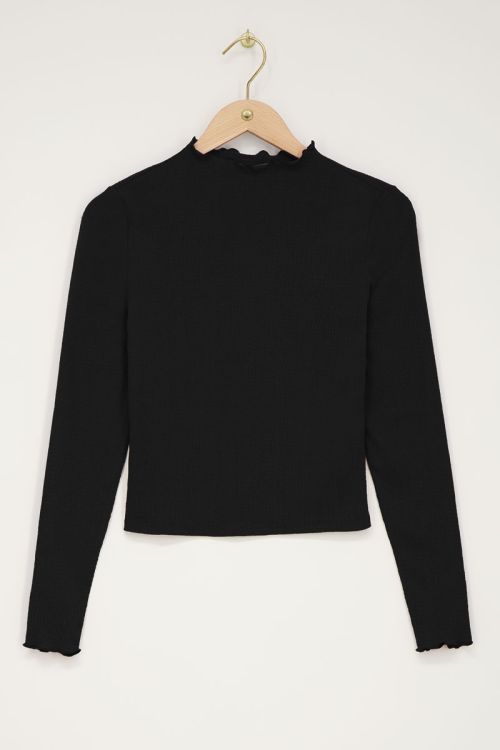 Zwarte crinkle top met structuur