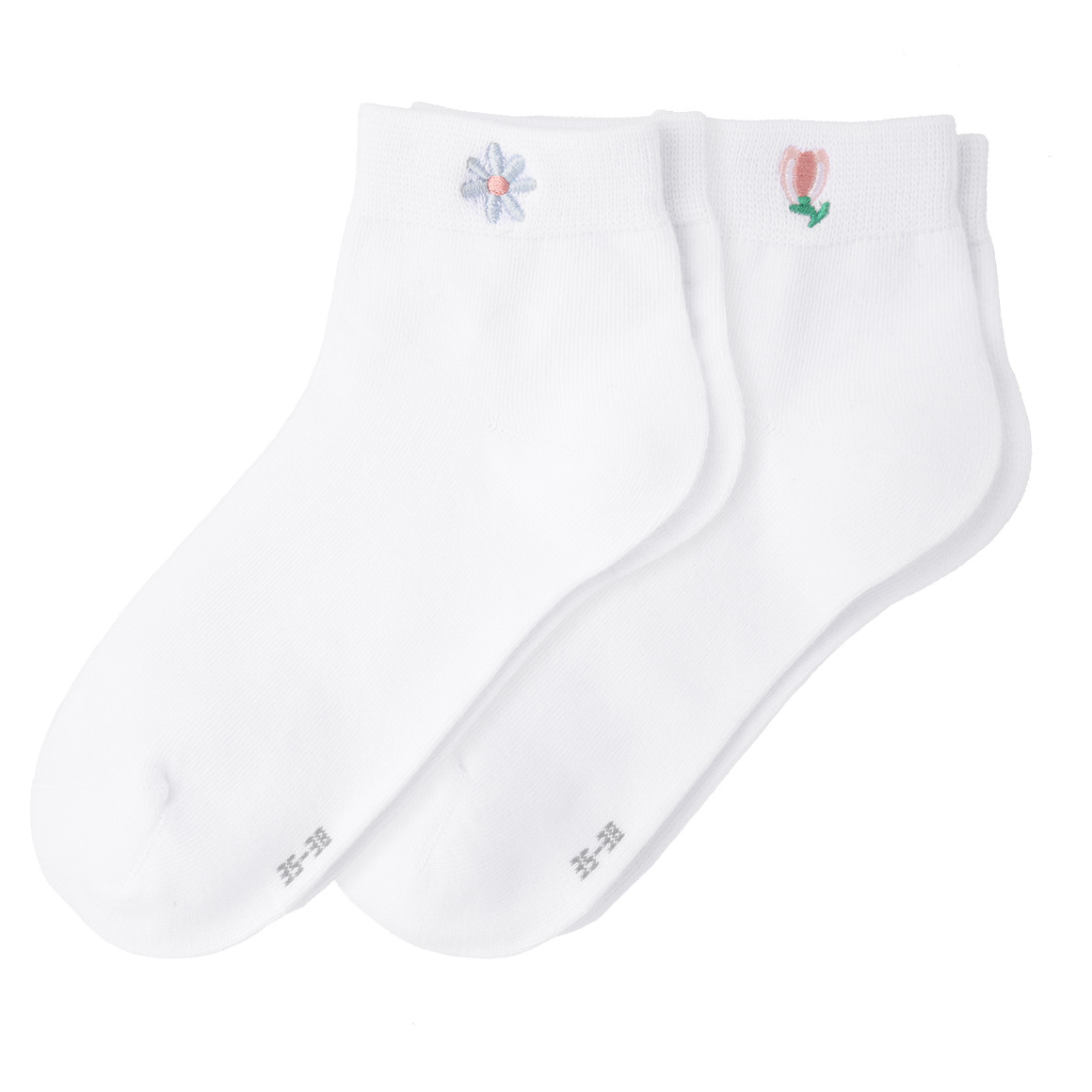 Gina Benotti 2 Paar Damen Sneaker-Socken mit Stickerei weiss