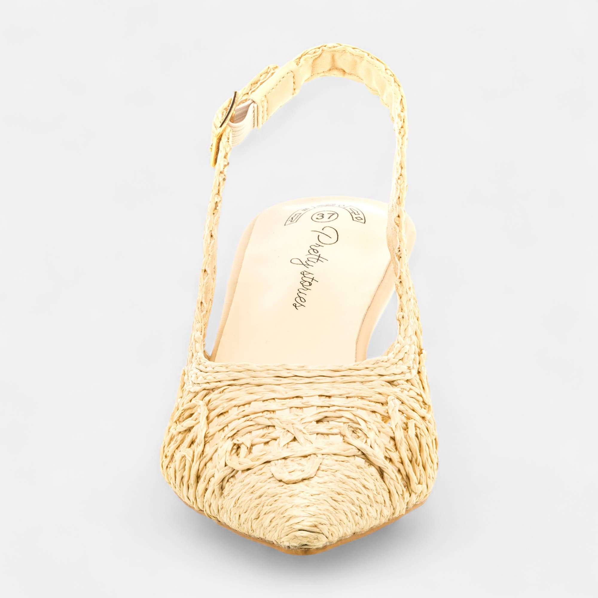 Escarpins avec bride arrière à talon Femme beige