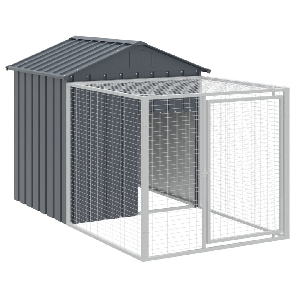 Poulailler avec cour anthracite 117x405x123 cm acier galvanisé
