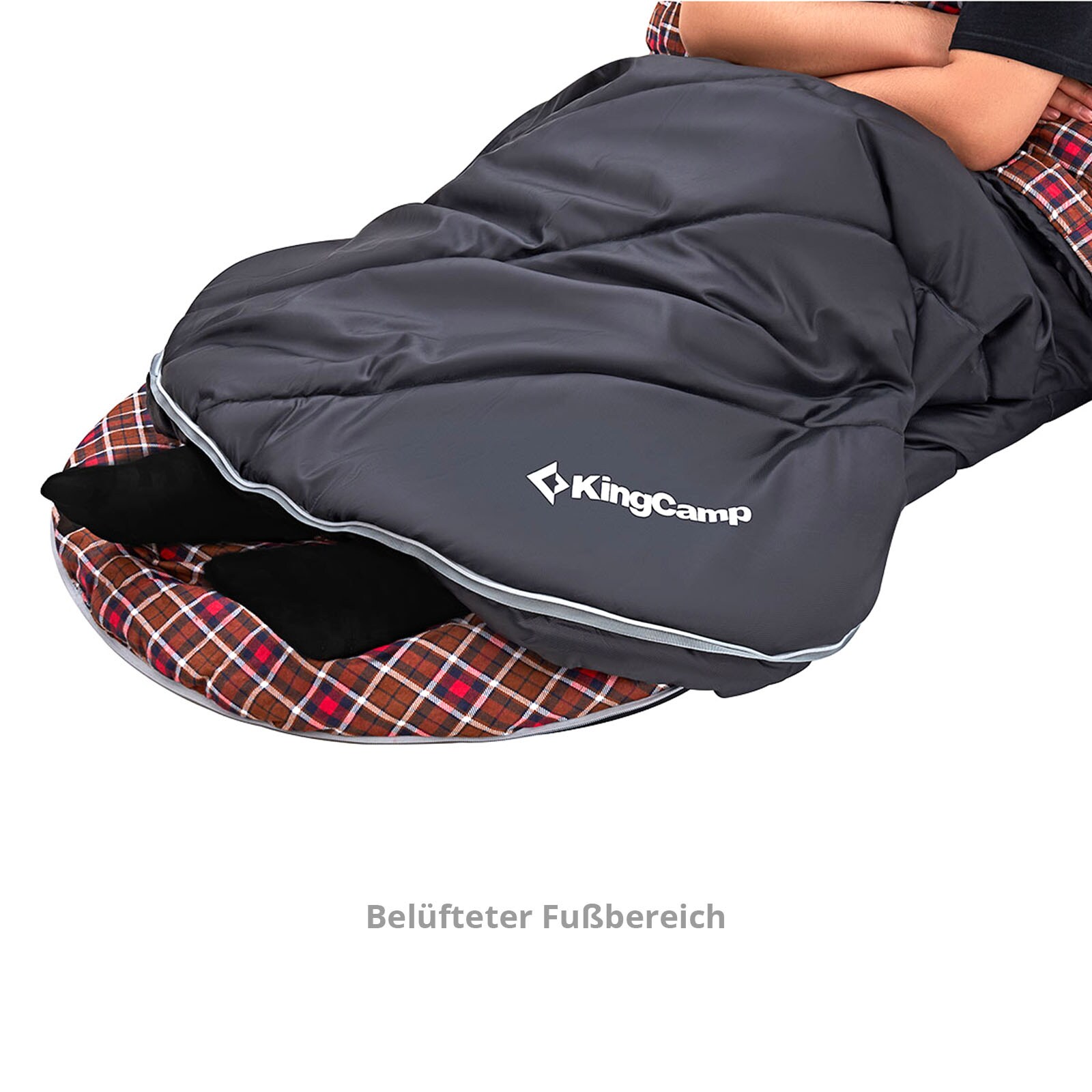 KINGCAMP Deckenschlafsack Freespace 250 Winter Schlafsack Breit Baumwolle -8°C Farbe: black