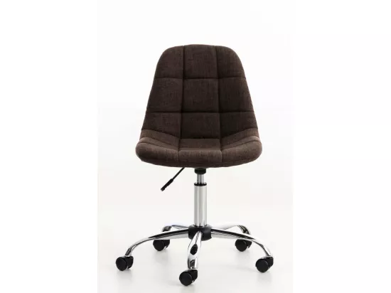 Chaise de bureau - Tissu & Métal chromé - Marron - Emil