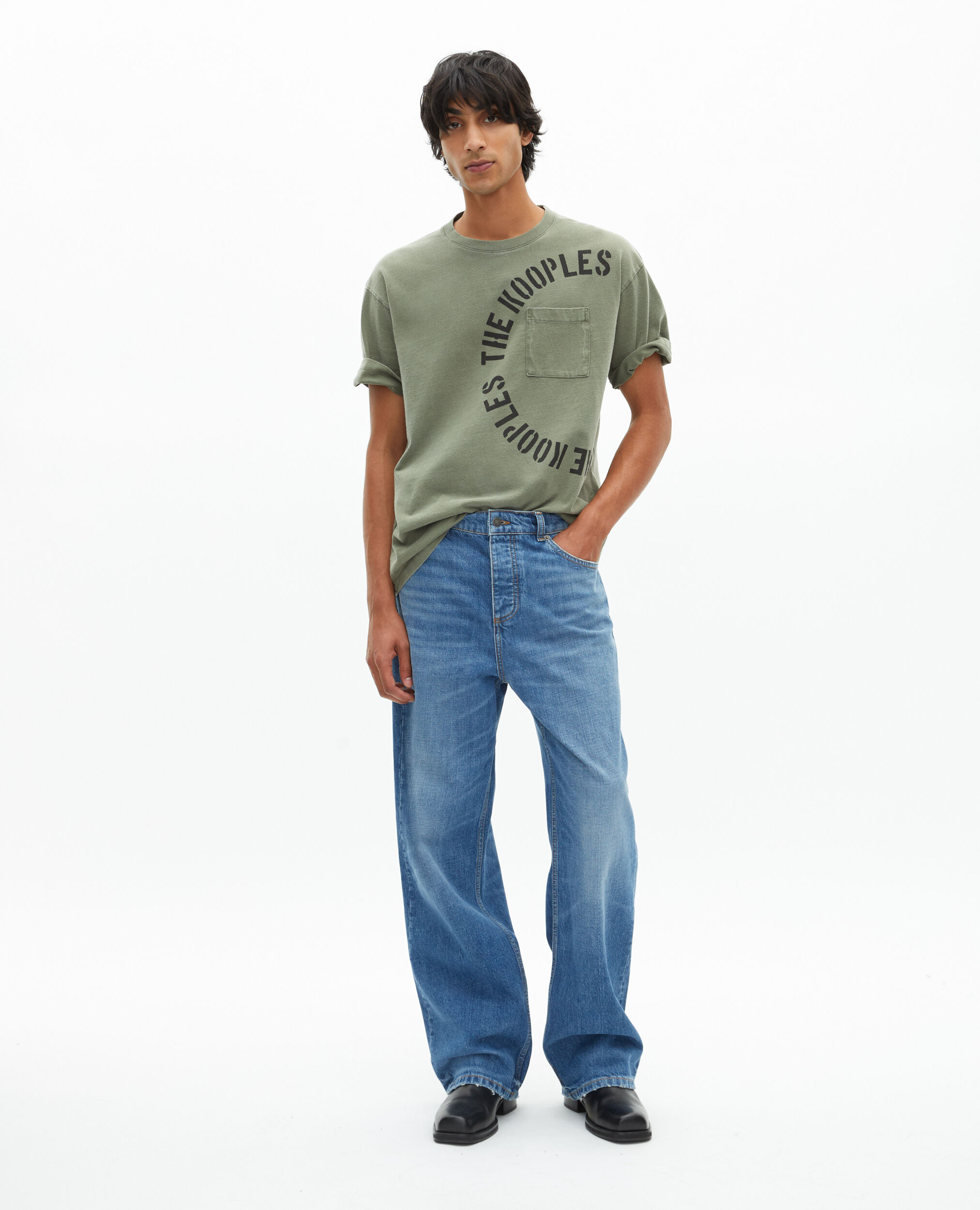 T-shirt avec sérigraphie kaki