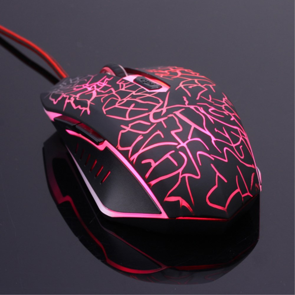 Optische 7-Farben LED Gaming Maus 2400 DPI mit USB Kabel - Schwarz