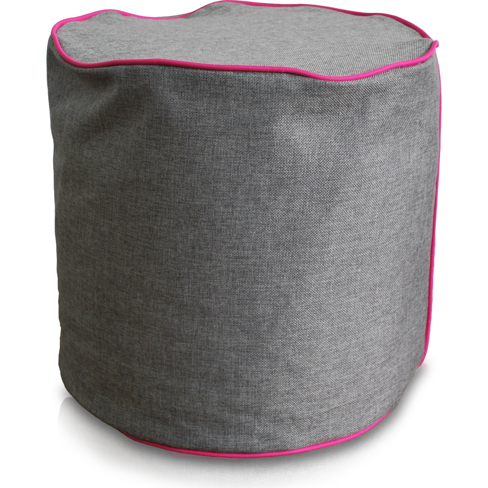 KINZLER Hocker rund, Leinenoptik mit Neon-Piping, Magenta