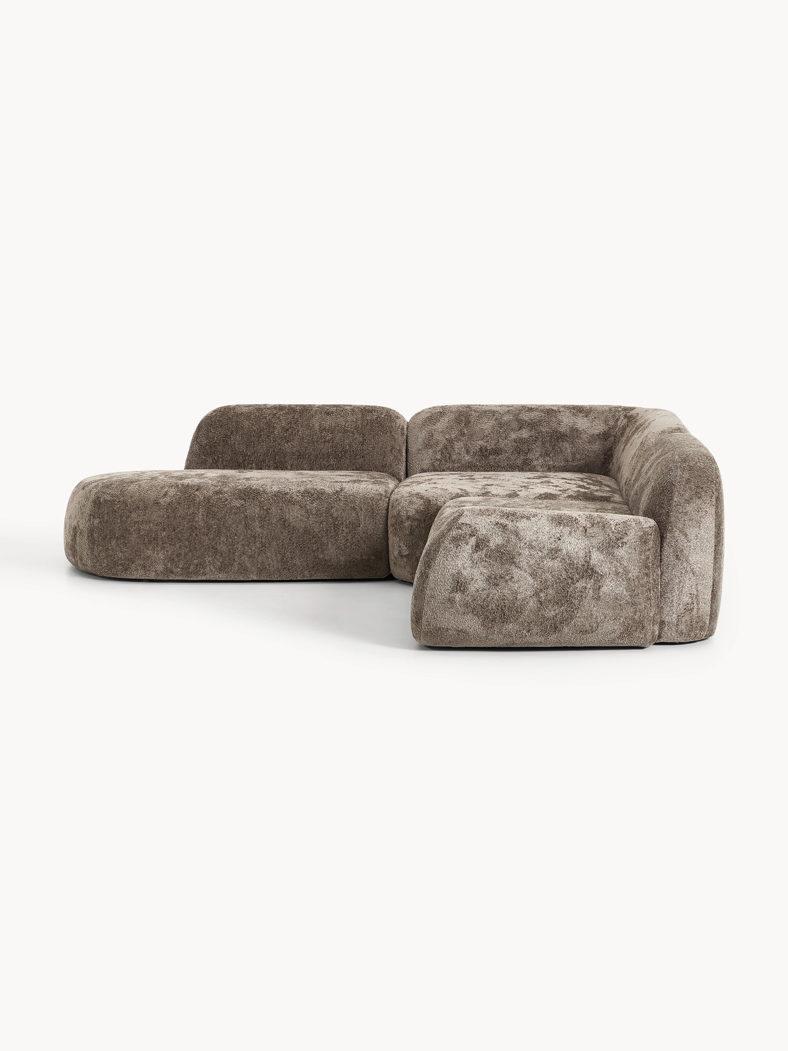 Modulaire teddy-bouclé hoekbank Wolke (4-zits) met chaise-longue