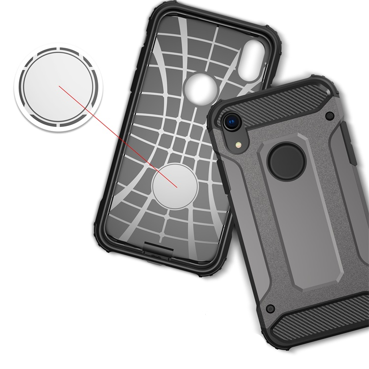 iPhone Xr Outdoor Hybrid Hardcase Hülle - Silber / Schwarz