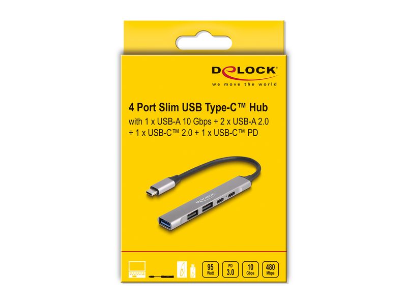 Delock USB-Hub 10 Gbps 4 Port – slim USB Hub