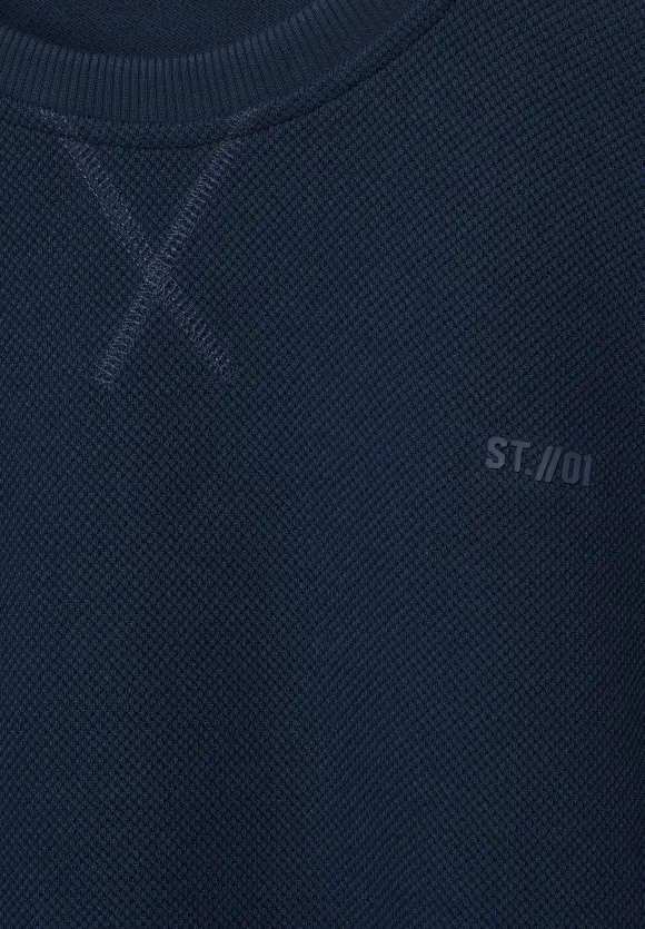 Sweatshirt in Piqué - navy blue