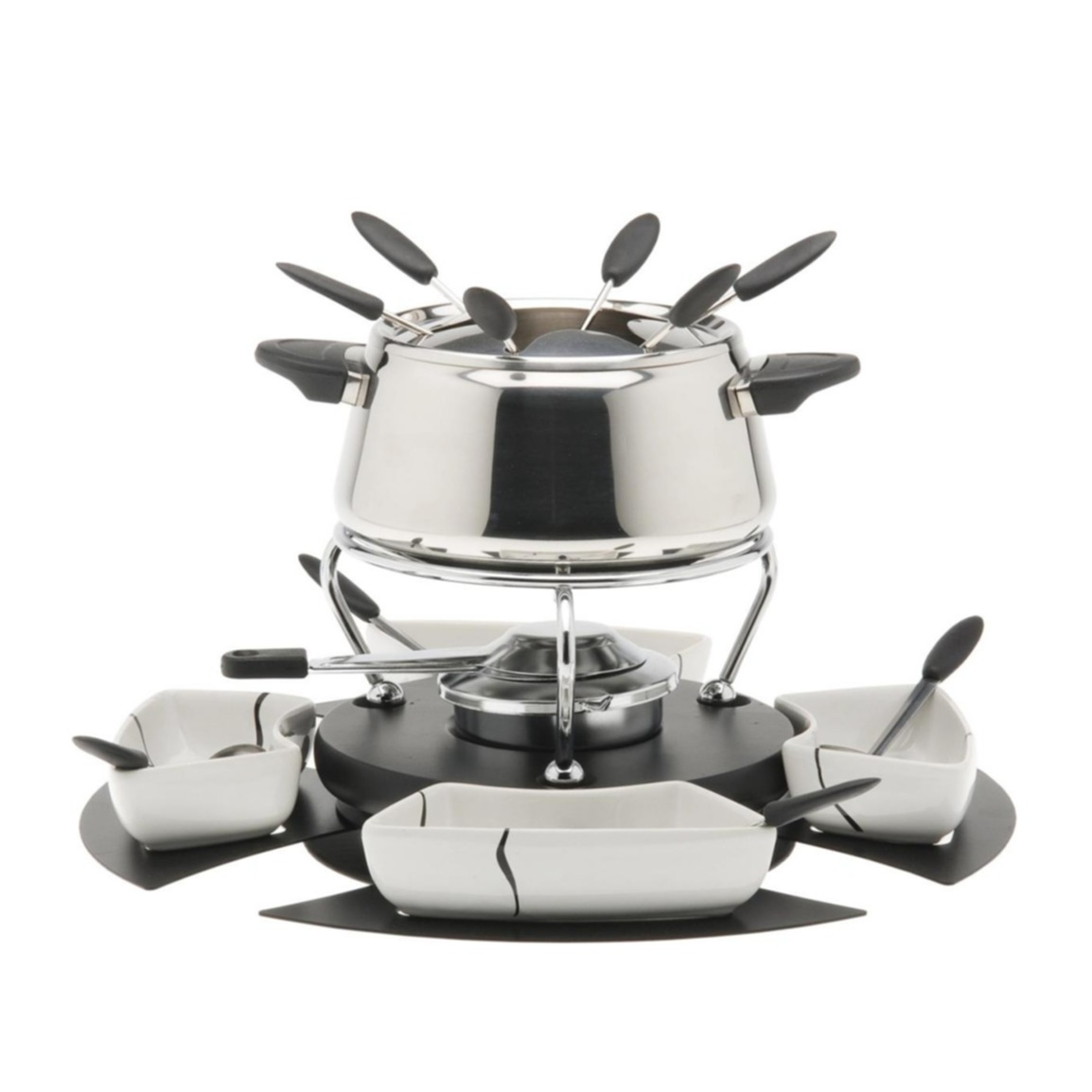 (18-tlg. Set) Ø17cm Edelstahl Fondue Chinoise Starter Kit für Fleisch   Gemüse (308068) - Bianca