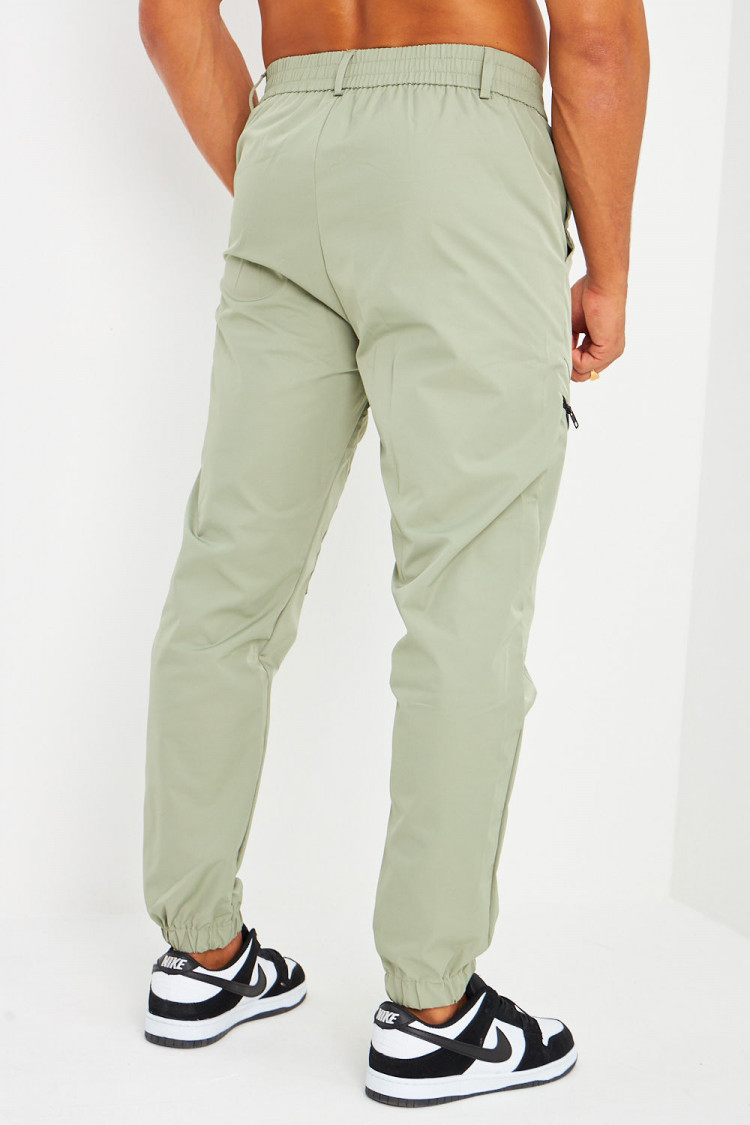 Pantalon de jogging kaki zippé