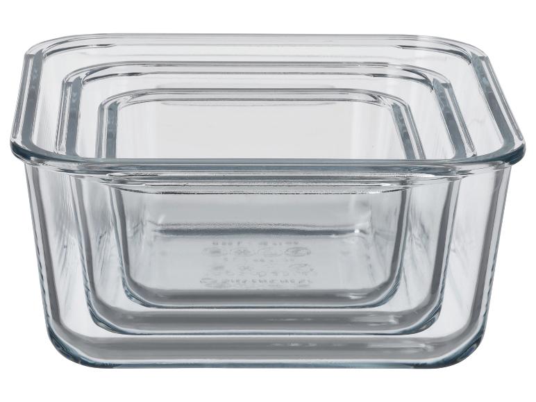 Set van 3 glazen vershoudbakjes