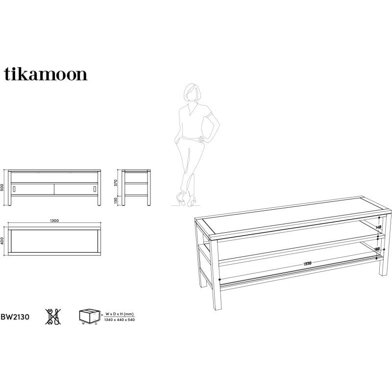 Meuble TV Anton en teck massif L 130 cm