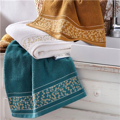 Linge de toilette liteau fleurs - 450 g/m²