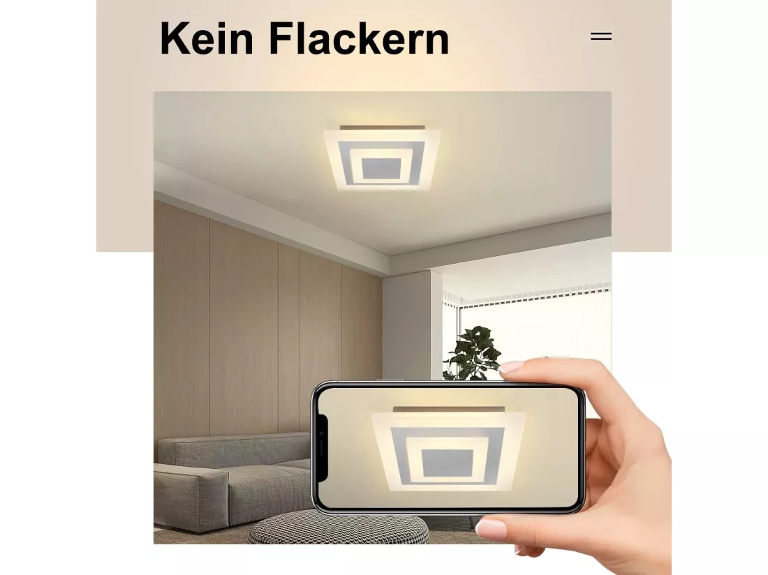NETTLIFE Plafonnier LED : lampe de salon 30 cm, lampe de cuisine dimmable 23 W, lampe moderne avec télécommande pour chambre